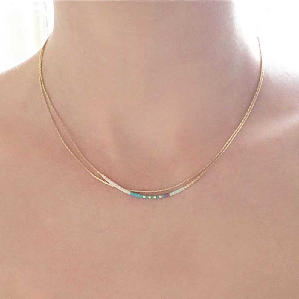 Boho beaded double strand necklace